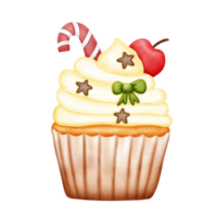 Christmas cupcakes element. watercolor illustration design. png