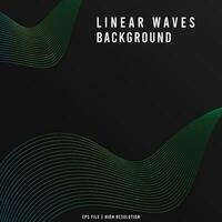 Green Gradient Linear Waves on Dark Background vector