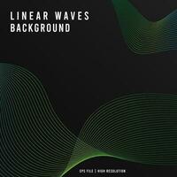 Green Gradient Linear Waves on Dark Background vector