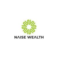 Abstract initial letter NW or WN logo in green color isolated in white background. NW monogram logo isolated on circle rotate shape design template. Green letter NW for wealth advisory logo. vector