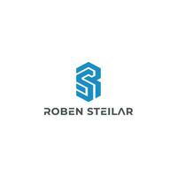 Abstract initial letter RS or SR logo in blue color isolated in white background. Initial RS Logo monogram with hexagon shape style design template isolated on blue color. Blue hexagon letter RS logo. vector