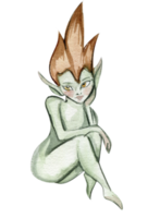 floresta duende com Magia asas. aguarela mão desenhado fada conto ilustração. png