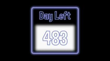 483 day left neon light animated video