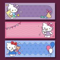 Funny Kitten Horizontal Banners Set vector