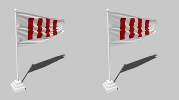 vereinigt Nationen Ehre Flagge nahtlos geloopt winken mit Pole Base Stand und Schatten, isoliert auf Alpha Kanal schwarz und Weiß matt, einfach und stoßen Textur Stoff Variationen, 3d Rendern video