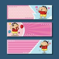 Cute Boy Horizontal Banner vector