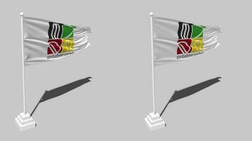 Zimbabwe Cricket, ZC Flag Seamless Looped Waving with Pole Base Stand, Isolated on Alpha Channel Black and White Matte, Plain and Bump Texture Cloth Variation 3D Render video