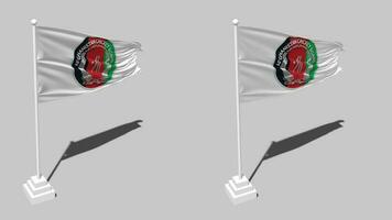 Afghanistan Cricket Board, ACB Flag Seamless Looped Waving with Pole Base Stand, Isolated on Alpha Channel Black and White Matte, Plain and Bump Texture Cloth Variation 3D Render video