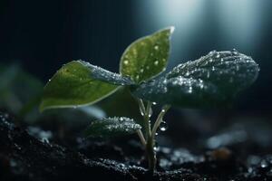 Green seedling illustrating concept of new life and eco-friendly development photo