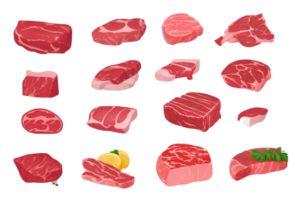 Set of meat isolated background png