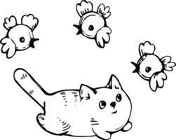 linear hand drawn cute cartoon animals png