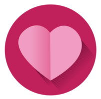 modern vlak ontwerp hart icoon met lang schaduw effect png