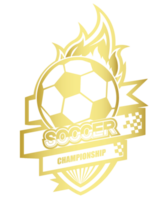 Illustration of golden soccer logo or label png