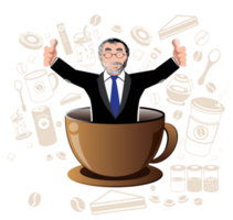 Businessman is Happy Coffee Time on cup png