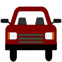 Red pastel color car on transparent background. PNG Illustration.