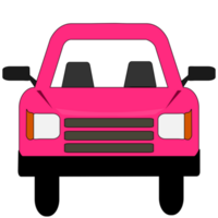 Deep pink color car on transparent background. PNG Illustration.