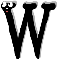 Ghost face scary. W capital letter. Alphabet doodle design concept. PNG Illustration.