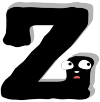 Ghost face scary. Z capital letter. Alphabet doodle design concept. PNG Illustration.