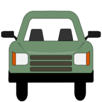 Green pastel color car on transparent background. PNG Illustration.