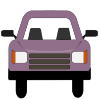 Purple pastel color car on transparent background. PNG Illustration.