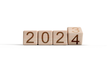 2023 2024 cambio número texto cubo de madera bloquear contento nuevo año hora evento fecha plan futuro estrategia presupuesto IVA cuenta regresiva comienzo calendario comenzando tendencia éxito Finanzas negocio visión final terminar gestionar png