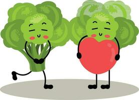 Couple of green broccolis in love vector