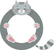 Funny cute cat round frame vector