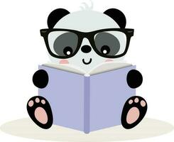 linda panda sentado leyendo un libro vector