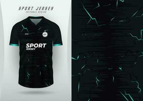 Background for sports jersey, soccer jersey, running jersey, racing jersey, lightning pattern, black gradient with design. vector