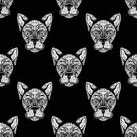 seamless pattern of dog heads in monochrome style vector