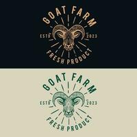 goat head vintage logo in different color vector