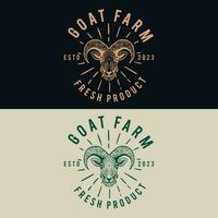 goat head vintage logo in different color vector