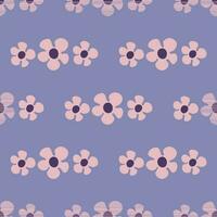 Seamless pattern with flowers in Groovy style on blue violet vector