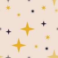 Seamless pattern with yellow and blue stars on light pink background vector