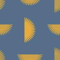 Seamless pattern with geometric sun symbol in yellow on a blue background vector