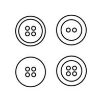 Sewing buttons icons set. Round clothes buttons in line style. Isolated vector illustration.