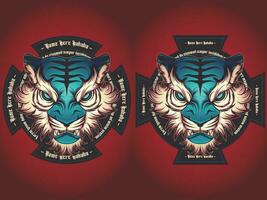 Tiger head emblem logo vector illustration