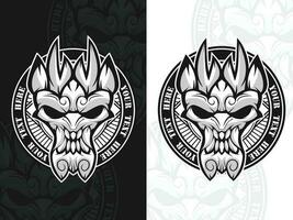 Skull head black and white vector logo