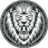 león cabeza mascota logo vector ilustración