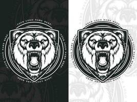 Panda head black and white logo vector