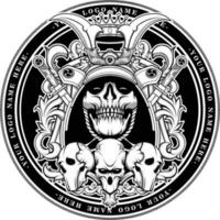 samurai cráneo logo vector ilustración