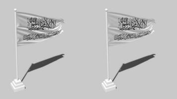 Afghanistan Flagge nahtlos geloopt winken mit Pole Base Stand und Schatten, isoliert auf Alpha Kanal schwarz und Weiß matt, einfach und stoßen Textur Stoff Variationen, 3d Rendern video