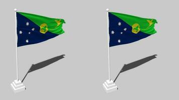 Territory of Christmas Island Flag Seamless Looped Waving with Pole Base Stand and Shadow, Isolated on Alpha Channel Black and White Matte, Plain and Bump Texture Cloth Variations, 3D Rendering video