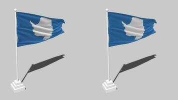 antarctica flagga sömlös looped vinka med Pol bas stå och skugga, isolerat på alfa kanal svart och vit matt, enkel och stöta textur trasa variationer, 3d tolkning video