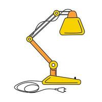 Yellow table lamp with hinges and unplugged wire vector