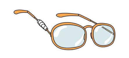 Glasses with oval frame and a broken earpiece vector