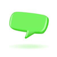 3D neon green retro speech bubble rectangle vector