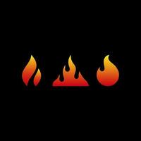 fire set logo icon vector gradient red and yellow color, flat illustration design isolated black background