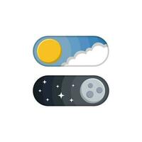 day and night switch buttons vector flat design illustration isolated background