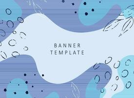 Abstract modern background, blue banner template with smooth waves and handdrawn elements. Suitable for beauty design vector